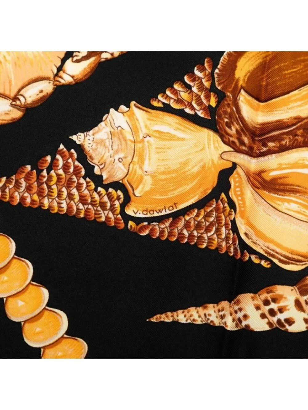 Hermes Carre 90 Rocaille Seashell Scarf Large Black Multicolor Silk